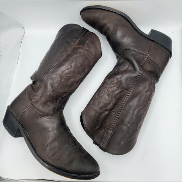 OLD WEST Mens Western Brown Leather Cowboy Boots SCM3051 Size 13 EE - Picture 6 of 16